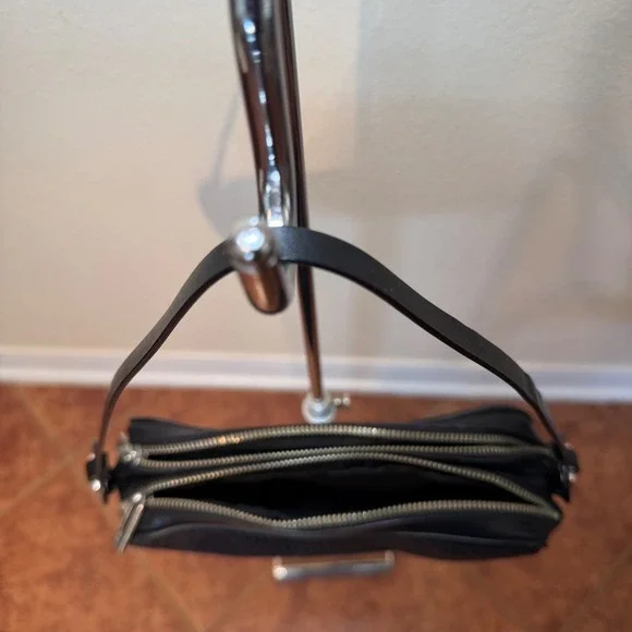 Vintage Fendi Zucca Zucchino Canvas Baguette Bag Black FF Monogram Double Zip - Picture 7 of 15